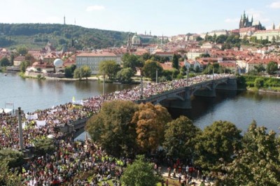 Manifestação em Praga, 21 de Setembro de 2010 – Foto do site da Central Sindical Checo-Morávia
