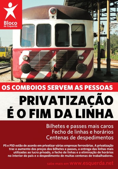 Bloco lança esta semana campanha contra a privatização dos correios e das linhas urbanas da CP da Grande Lisboa e do Grande Porto