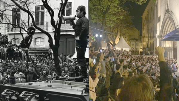 O Largo do Carmo no 25 de Abril de 1974 e no Arraial dos Cravos 