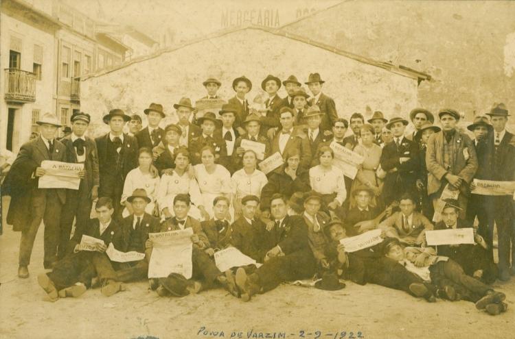Convívio de leitores do diário A Batalha na Póvoa de Varzim, em setembro de 1922.