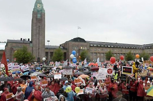 Manifestação paralisou Helsínquia