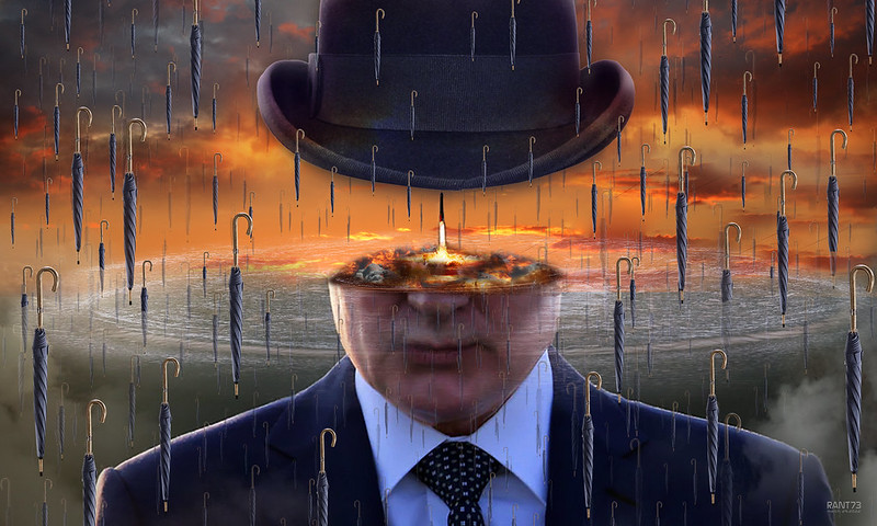 Representação de pintura surrealista com a cara de Putin