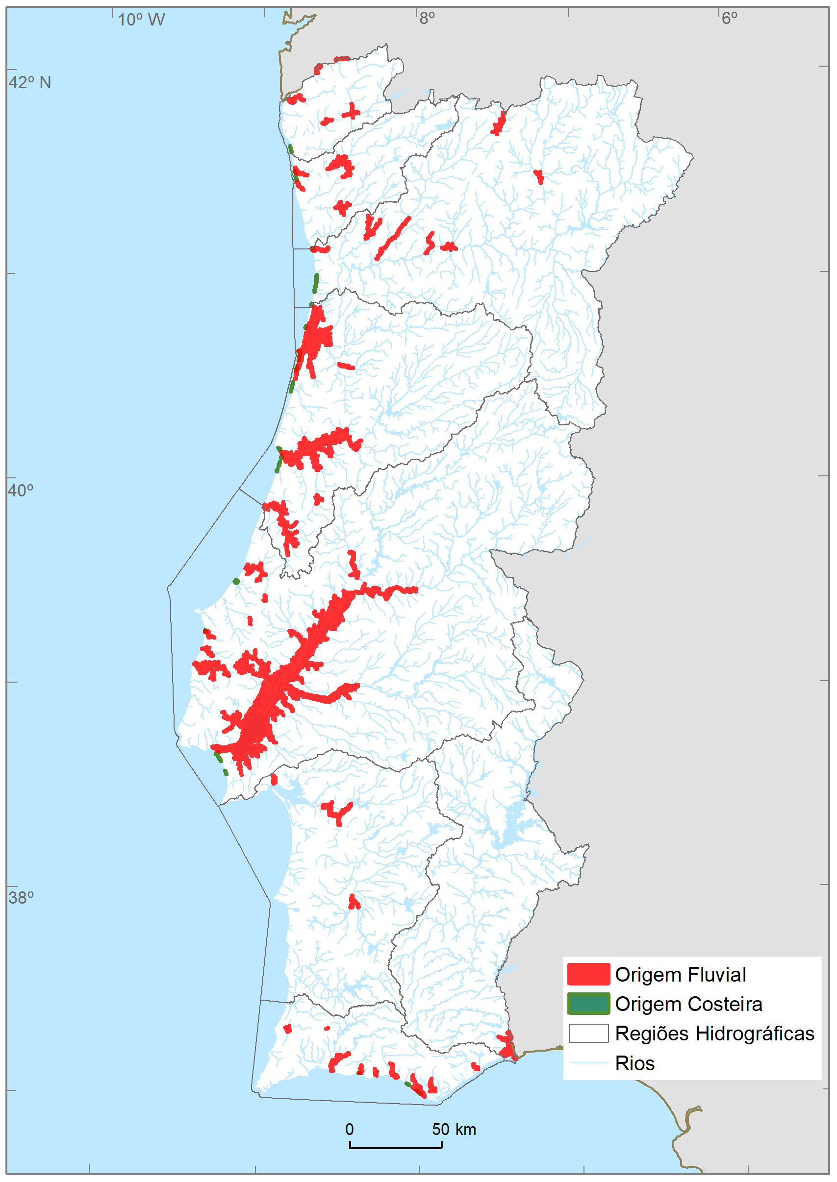 Mapa de zonas inundáveis divulgado pela APA