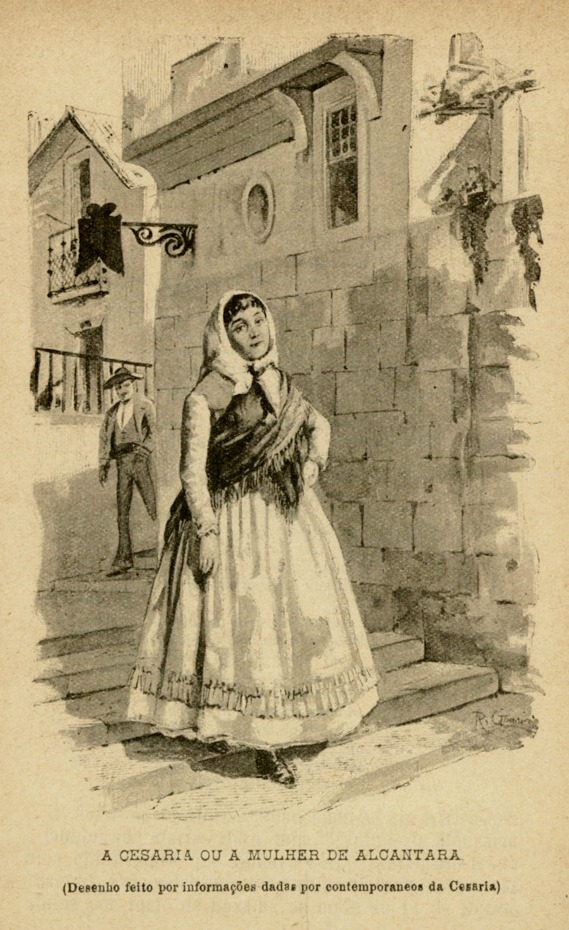 Fadista Cesária. Gravura publicada em 1903 no livro "História do Fado", de Pinto de Carvalho (Tinop).