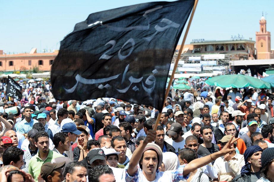 Manifestação da Primavera Árabe em Marrocos