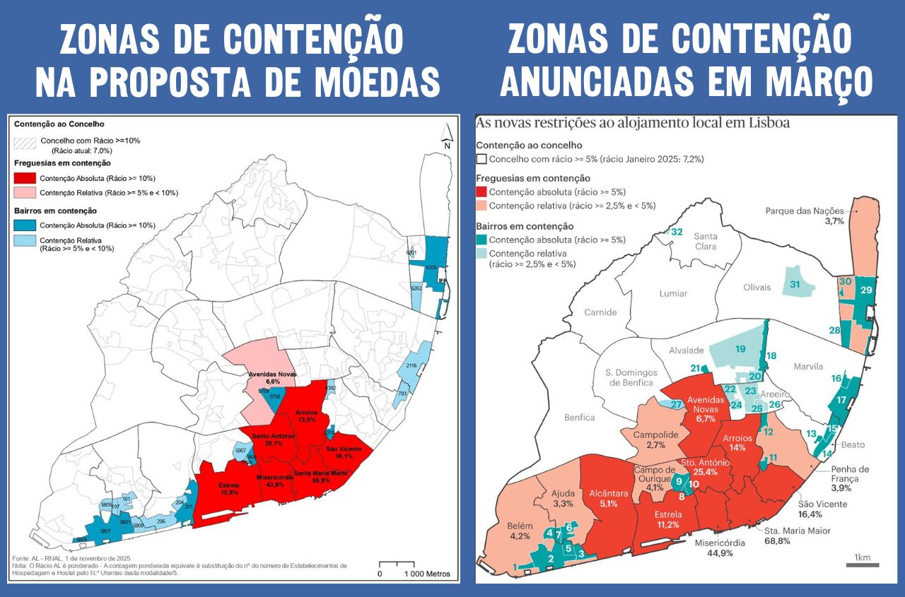 zonas de contenção propostas agora e as propostas em março