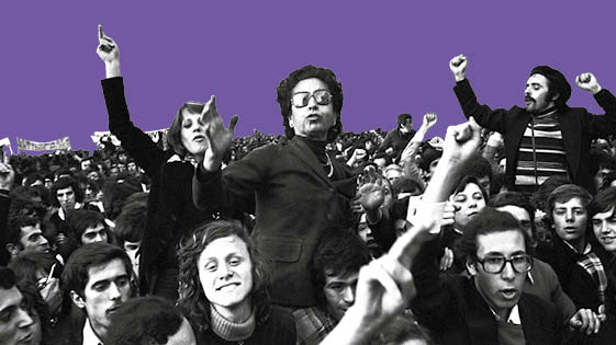 Manifestação popular no Porto, 1974. Em destaque Virgínia Moura, antiga presa política e resistente antifascista. © DR