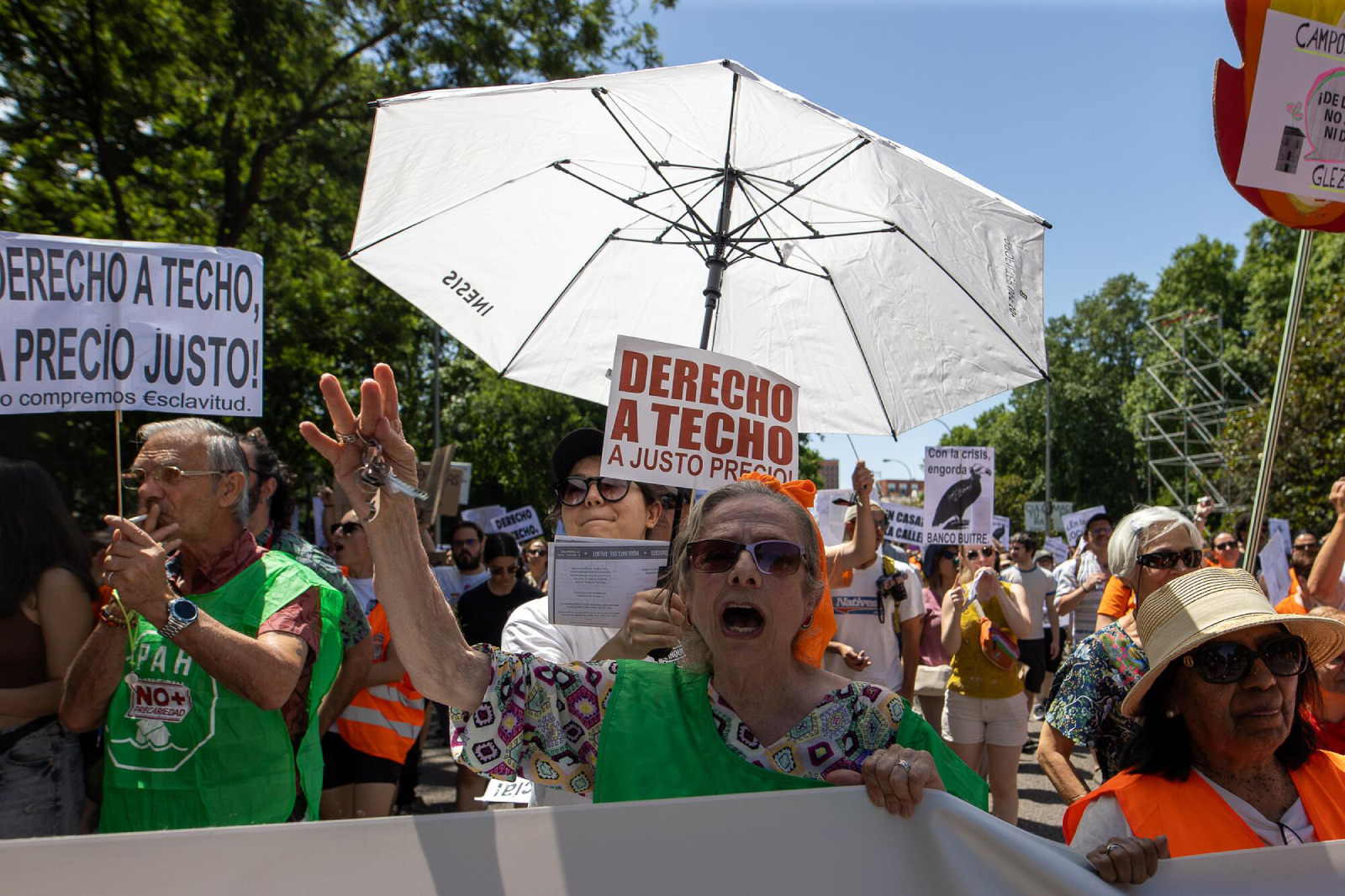 Manifestação em Madrid este domingo pelo direito à habitação.