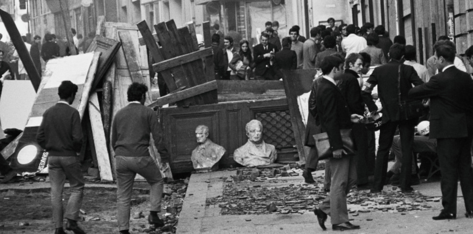 Barricadas estudantis, Paris, 1968.