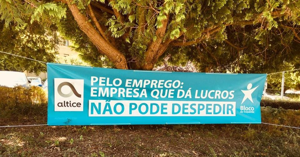 Altice, empresa que dá lucros não pode despedir - Faixa do Bloco de Esquerda