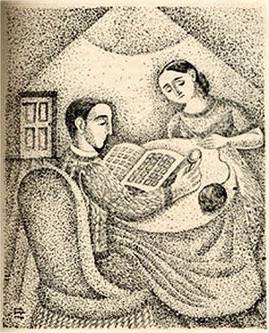 Ilustração feita por Nora Borges, irmã do escritor Jorge Luís Borges, para "Casa Tomada", publicada nos Anales de Buenos Aires