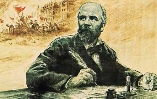 Ilustração de foto de Eugene Pottier, membro da Comuna e autor de várias músicas sobre ela.