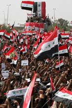 Manifestação em Najaf (Iraque) - Foto da Lusa