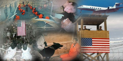 Voos da Cia, Guantánamo, Abu Ghraib. Composição de imagem do infowars.net