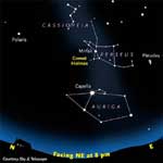 Localização do cometa. Imagem Sky & Telescope via Meteo.pt