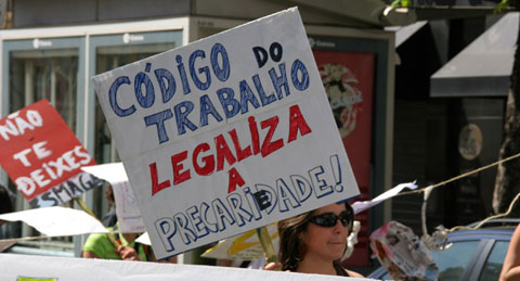Manifestantes na Parada Mayday 2008, foto do blogue dos precários inflexíveis
