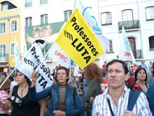 Manifestação de professores em Outubro de 2006. Foto de Paulete Matos