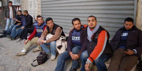 Jornalistas na Faixa de Gaza.