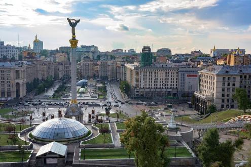 Praça Maidan em Kiev que se tornou o centro da revolta de 2014.