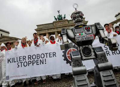 Imagem da campanha para parar os robôs assassinos. Foto de stopkillerrobots.org.