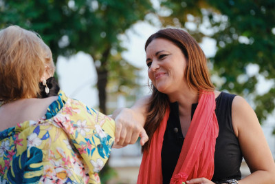 Marisa Matias na sessão de apresentação da sua candidatura, a 9 de setembro, no Largo do Carmo, em Lisboa. 