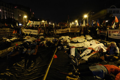 concentração no Martim Moniz pela “Paz no Médio Oriente - Palestina Independente”.