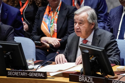 António Guterres no Conselho de Segurança da ONU. Foto de EDUARDO MUNOZ/EPA/Lusa.