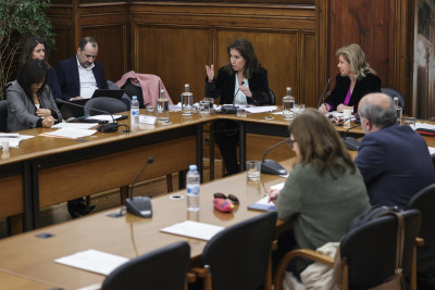 A ministra do Trabalho, Solidariedade e Segurança Social,Ana Mendes Godinho durante a audição na Comissão de Trabalho, Segurança Social e Inclusão na Assembleia da República em Lisboa, 9 de janeiro de 2024. Foto de MIGUEL A. LOPES/LUSA.