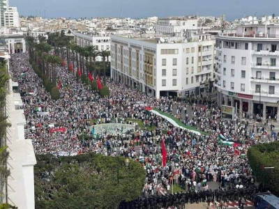 Manifestação em Rabat.