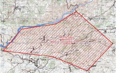 Mapa do projeto de mineração do Vale de Gaios.