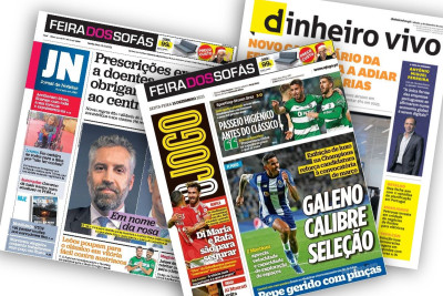 capas do JN, O Jogo e Dinheiro Vivo