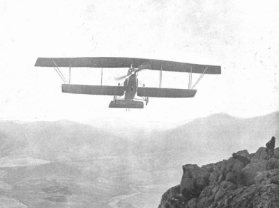 Aeroplano do exército espanhol na zona de Tetuán em 1913. Fonte: Mundo Gráfico, número 109 de 26 de novembro de 1913, página 13.