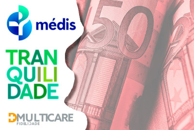 logos seguradoras sobre notas de 50 euros.