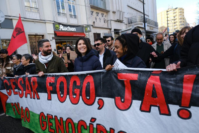 Mariana Mortágua na manifestação de solidariedade com Gaza