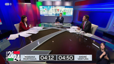 Mariana Mortágua e André Ventura no debate de terça-feira.