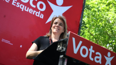 Catarina Martins no comício deste domingo em Lisboa.