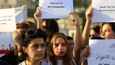 Manifestação em Bagdade pelos direitos das mulheres.
