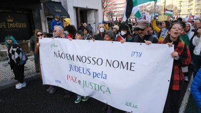 Judeus pela Paz e Justiça na manifestação em Lisboa contra o bombardeamento de Gaza