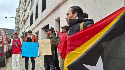 Concentração de trabalhadores timorenses