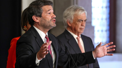 Dirigentes do Chega depois da audiência com o Presidente da República.