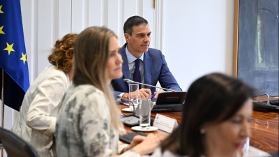 Pedro Sánchez numa reunião do Conselho de Segurança Nacional espanhol