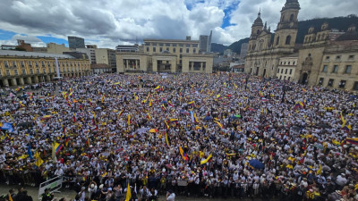 Manifestação a favor da reforma laboral de Petro.