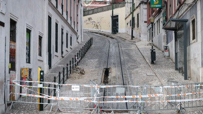 Travessa da Glória em Lisboa depois do acidente com o elevador.