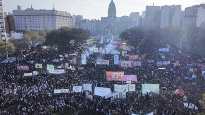 Manifestação em Buenos Aires no dia das votações na Câmara dos deputados.