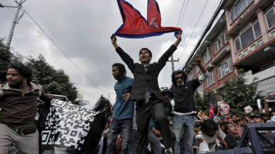Manifestantes no Nepal.