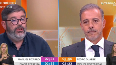 Sérgio Aires e Pedro Duarte no debate na SIC