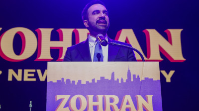Zohran Mamdani na noite eleitoral.