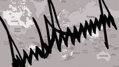Assinatura de Trump sobre mapa do mundo