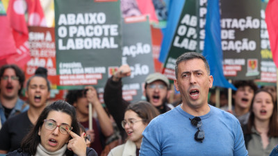Tiago Oliveira na manifestação da CGTP em Lisboa.