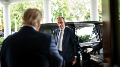 Friedrich Merz à chegada à Casa Branca este mês.
